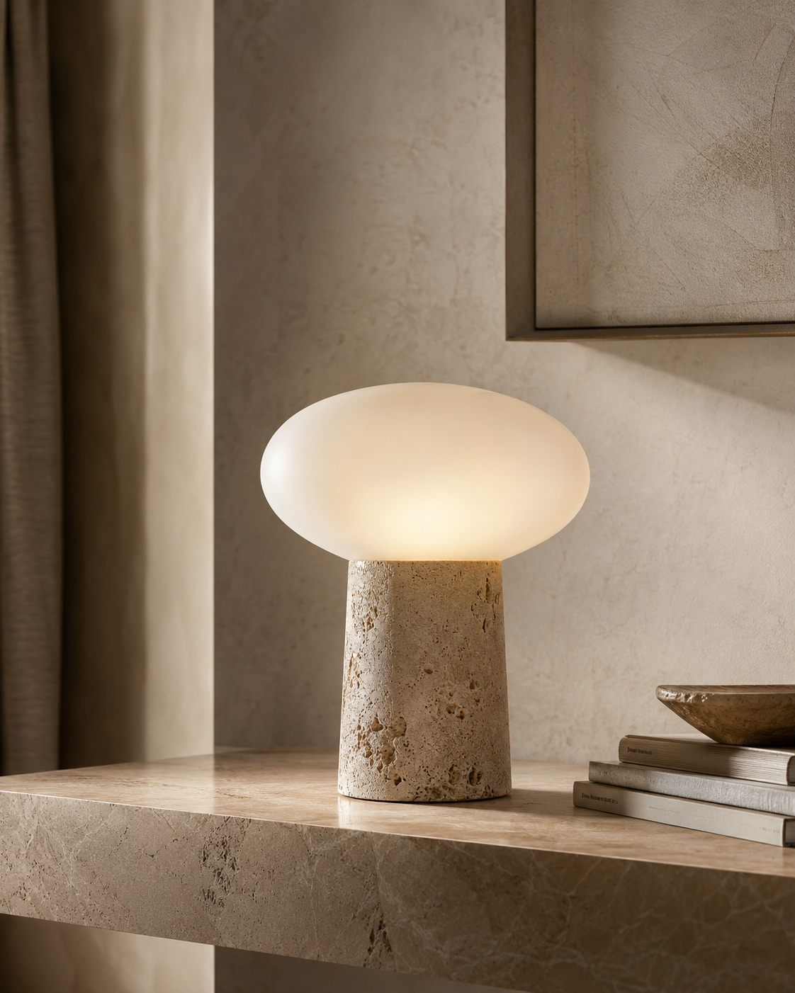 Vistaloras™ TerraMist Stone & Frosted Glass Lamp