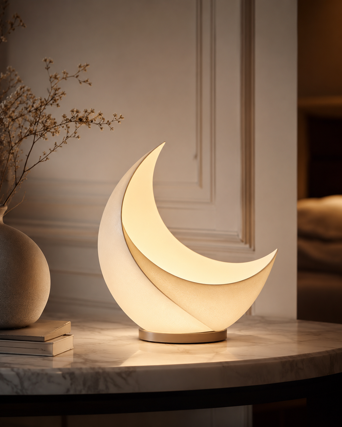 Vistaloras™ CrescentFold Sculptural Moon Lamp