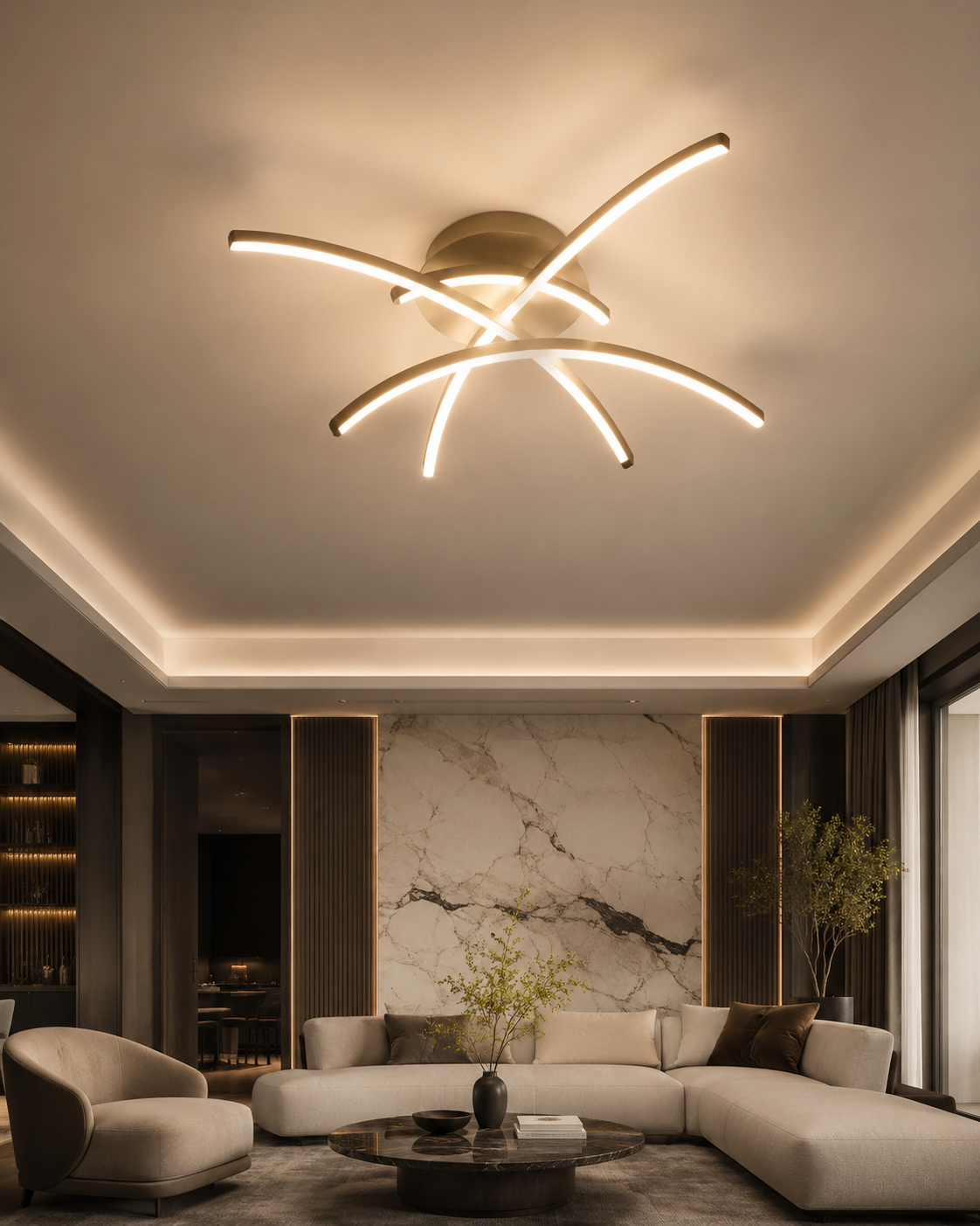 Vistaloras™ OrbitWeave Curved LED Ceiling Light
